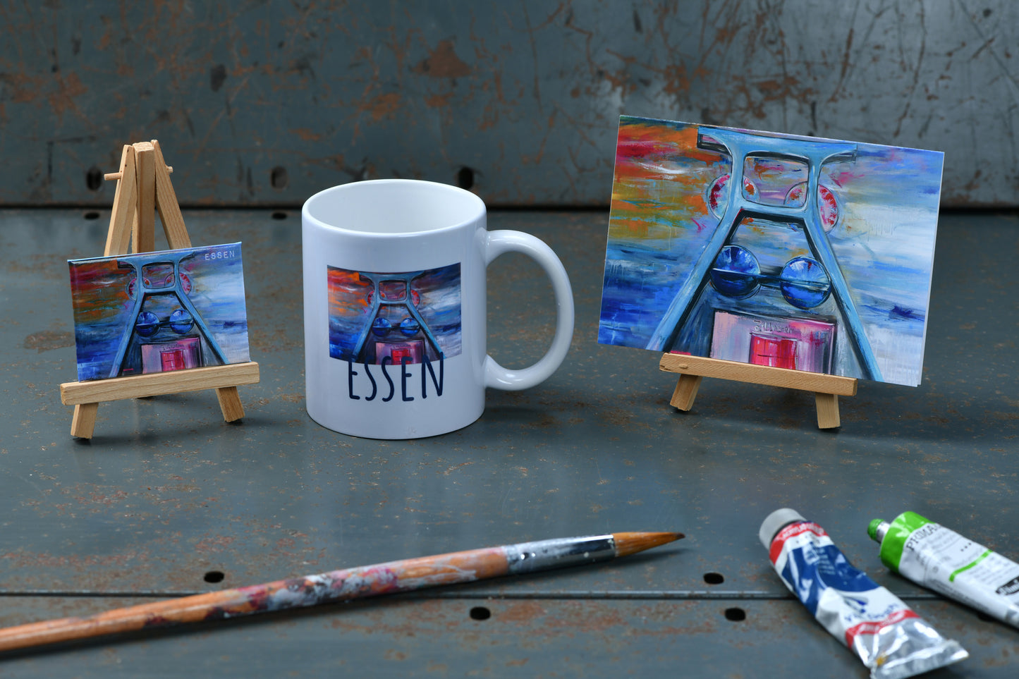 Ruhrgebiet Geschenk Essen, Motiv Zeche Zollverein als Tasse, Magnet und Klappkarte