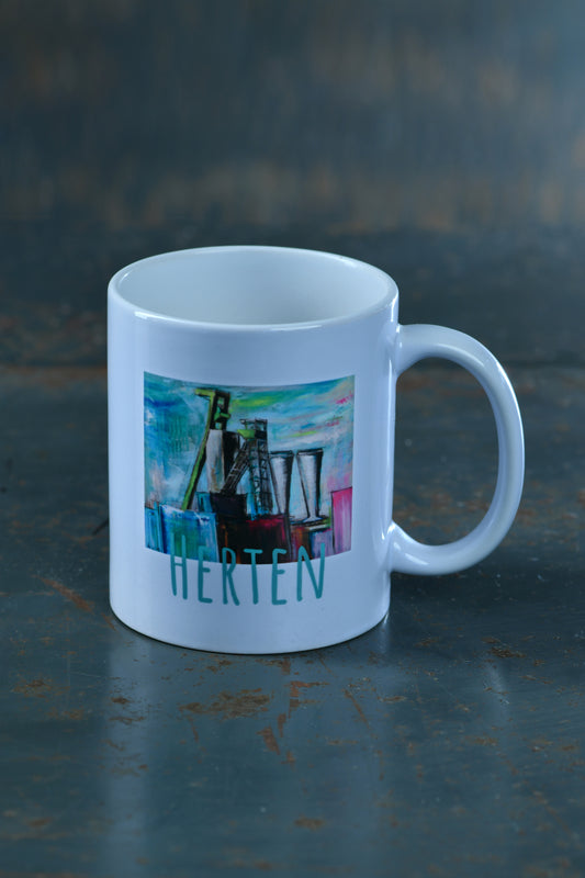 Ruhrpott Geschenke Tasse, schöne Tasse mit dem Motiv Schlägel und Eisen aus Herten