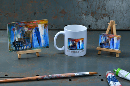 Düsseldorf Geschenk-Set – Magnet, Tasse und Klappkarte mit dem Medienhafen in Düsseldorf