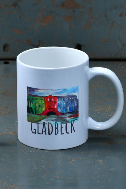 Ruhrpott Geschenk Gladbeck, Tasse mit dem Motiv Maschinenhalle Gladbeck
