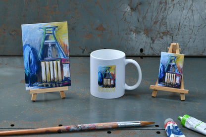Ruhrpott Geschenke Bochum, Motiv Bergbau Museum Bochum als Klappkarte, Tasse und Magnet